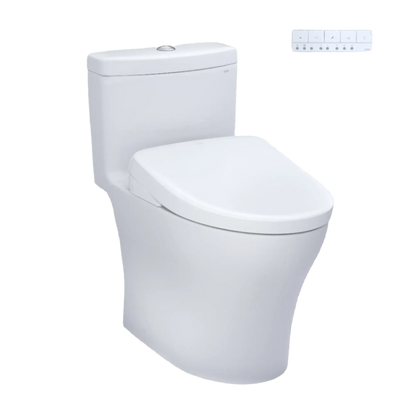 TOTO Aquia IV One-Piece Dual Flush 1.28 and 0.9 GPF Universal Height Toilet with S7A Bidet Seat MW6464736CEMFGN#01 - EverFlow Bidets