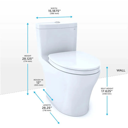 TOTO Aquia IV One-Piece Dual Flush 1.28 and 0.9 GPF Universal Height Toilet WASHLET+ Ready MS646124CEMFGN#01 - EverFlow Bidets