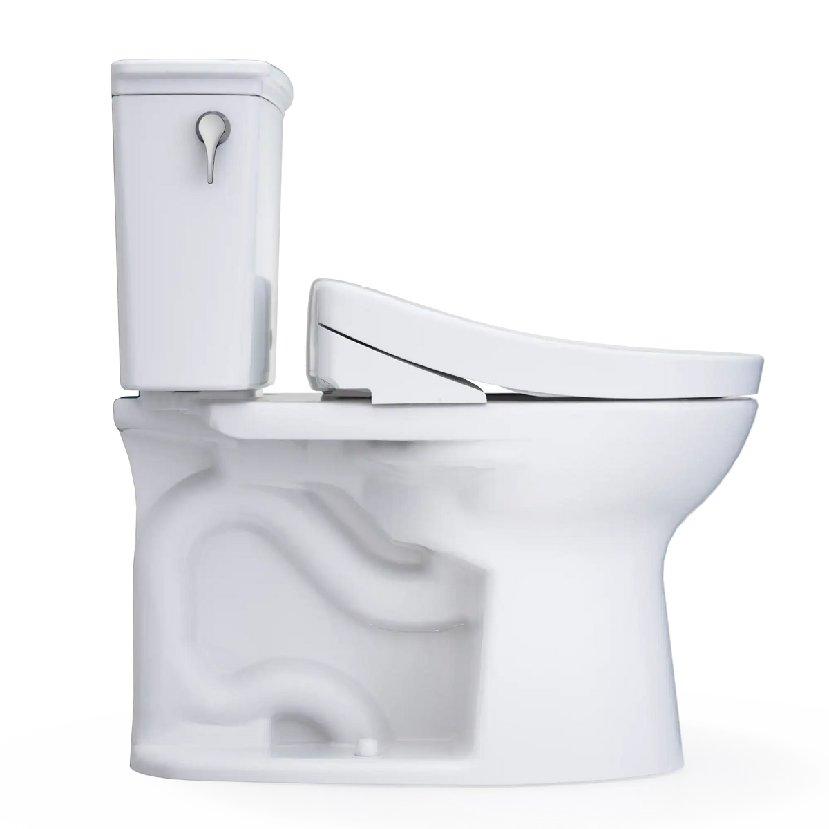TOTO Drake Transitional Two-Piece 1.28 GPF Standard Height Toilet with S5 Bidet Seat MW7863446CEG#01 Left Profile