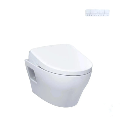 TOTO EP Wall-Hung Toilet with S7 Contemporary Bidet Seat and DuoFit In-Wall 0.9 and 1.28 GPF Dual-Flush Tank System, Matte Silver CWT4284726CMFG#MS