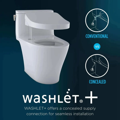 TOTO Carlyle II One-Piece Elongated 1.28 GPF Universal Height Toilet with CEFIONTECT and SS124 SoftClose Seat, WASHLET+ Ready MS614124CEFG - EverFlow Bidets