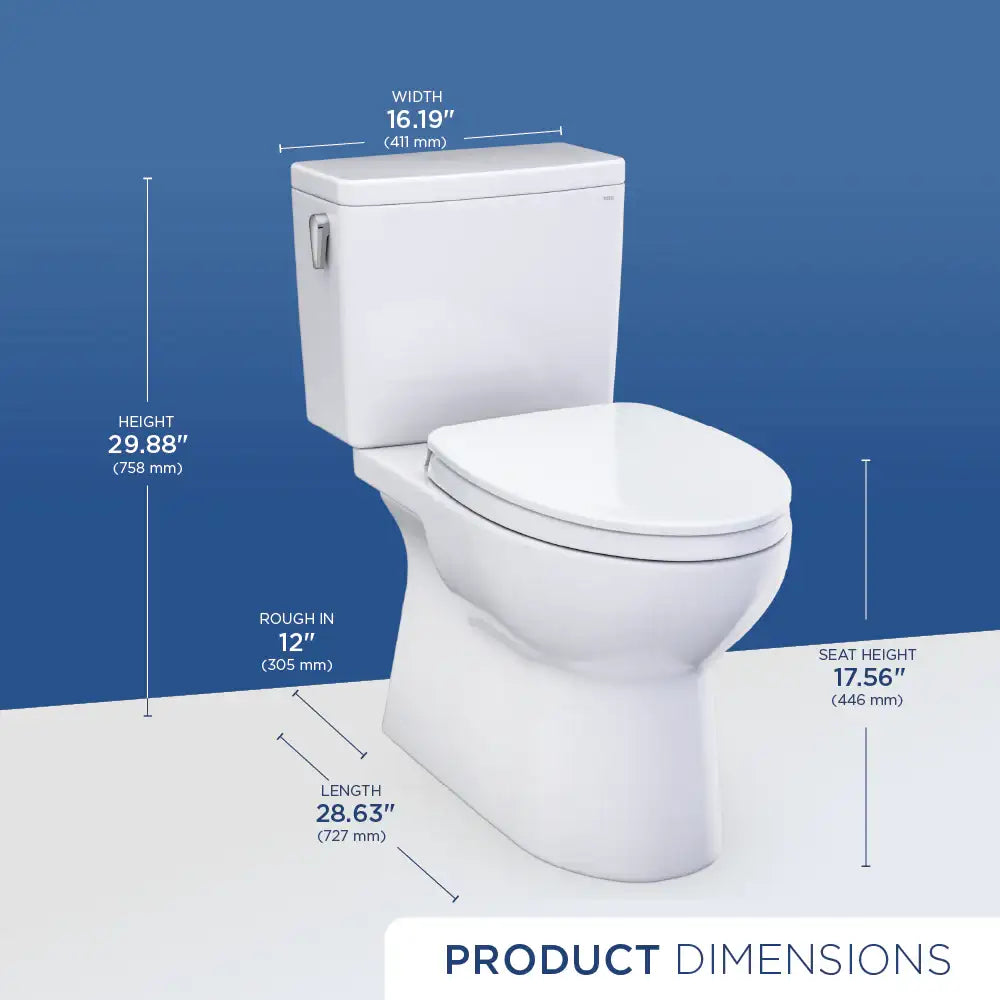 TOTO Glaston Two-Piece Elongated 1.28 GPF WASHLET+ Ready Universal Height Toilet with CEFIONTECT MS472124CEFG#12