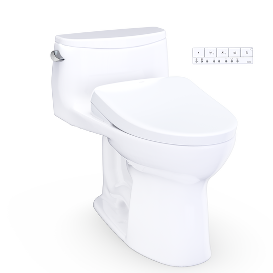 TOTO Ultramax WASHLET+ S7 One-Piece Elongated 1.28 GPF Universal Height Toilet with CEFIONTECT MW6184726CEFG#01
