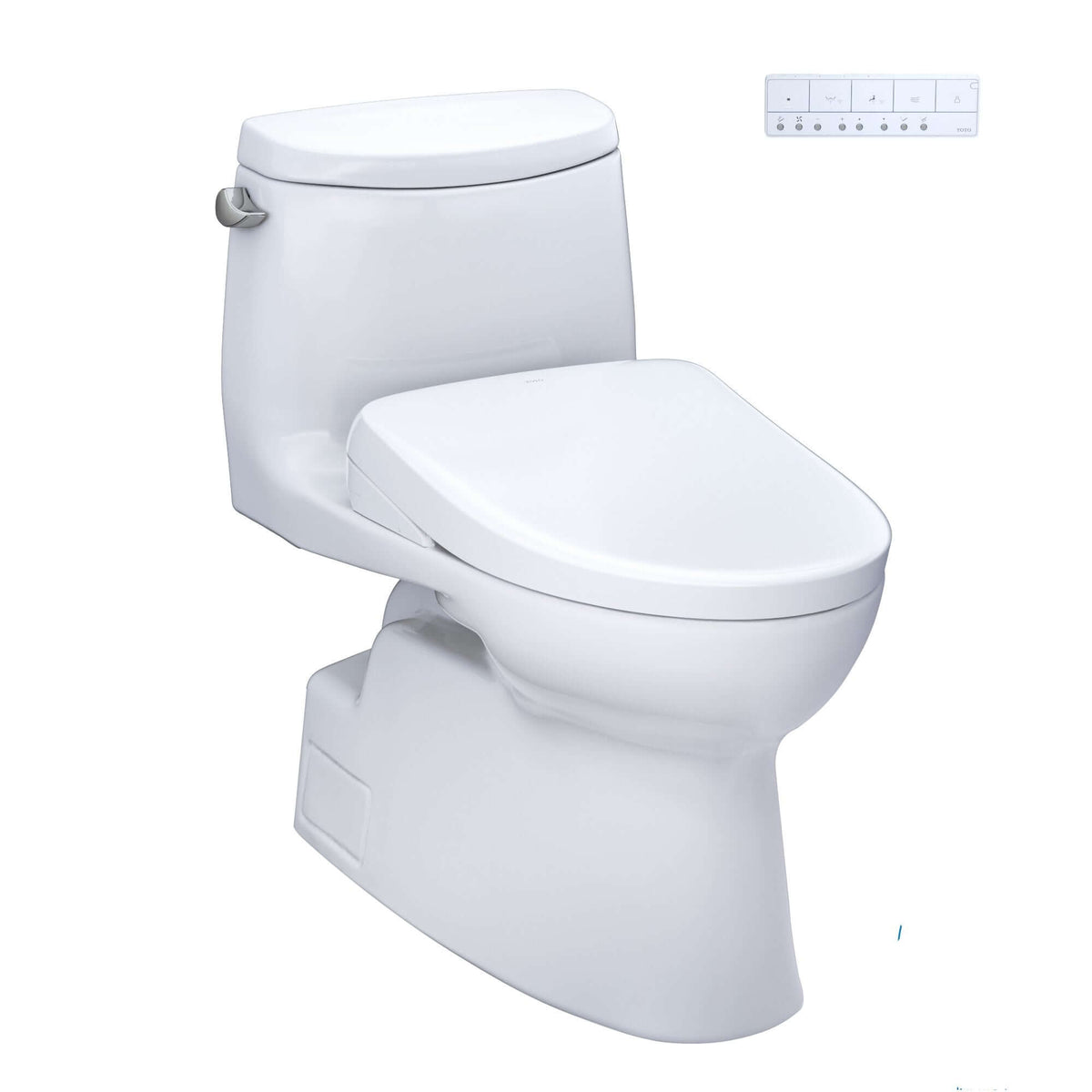 TOTO Carlyle II One-Piece 1.28 GPF Universal Height Toilet and S7 Contemporary Bidet Seat MW6144726CEFG#01 - EverFlow Bidets