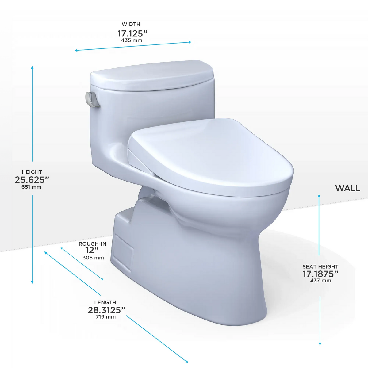 TOTO Carolina II One-Piece 1.28 GPF Universal Height Toilet and S7A Bidet Seat MW6444736CEFG#01 - EverFlow Bidets
