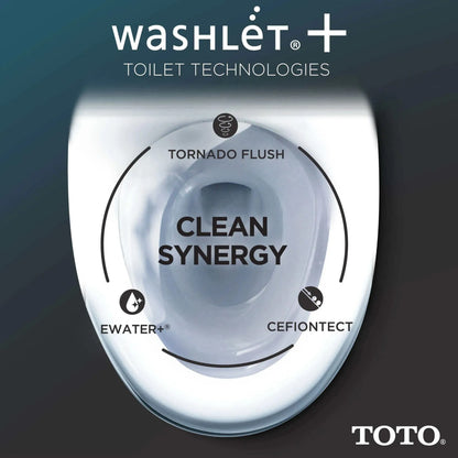 TOTO Aquia IV Two-Piece Dual Flush 1.28 and 0.9 GPF Standard Height Toilet and Contemporary S7A Bidet Seat MW4464736CEMGN#01 - EverFlow Bidets
