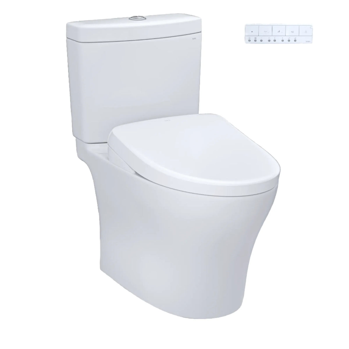 TOTO Aquia IV Two-Piece Dual Flush 1.28 and 0.9 GPF Universal Height Toilet with S7 Contemporary Bidet Seat MW4464726CEMFGN#01 - EverFlow Bidets