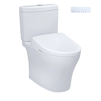 TOTO Aquia IV Two-Piece Dual Flush 1.28 and 0.9 GPF Standard Height Toilet and Contemporary S7A Bidet Seat MW4464736CEMGN#01 - EverFlow Bidets
