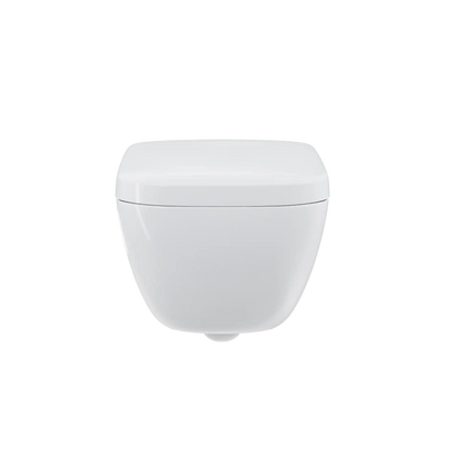 TOTO NEOREST WX1 wall-hung integrated bidet toilet, front view with lid closed, Cotton White
