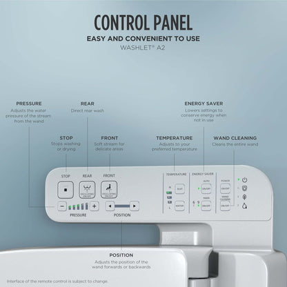 TOTO WASHLET A2 Bidet Toilet Seat with Side Panel Controls